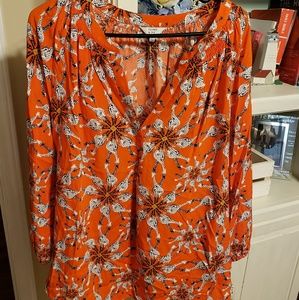 Crown and Ivy 2x Orange Blouse with Giraffe